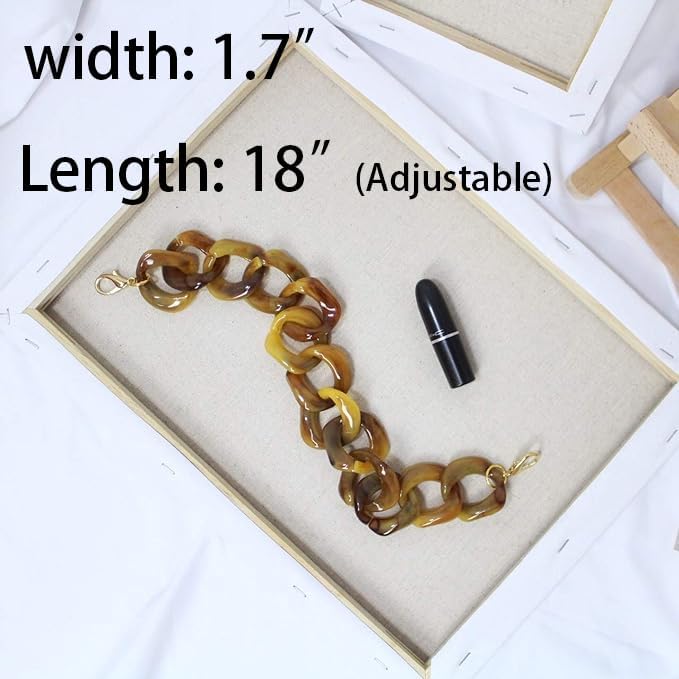 AUMEY 18 inch Oval Acrylic Chain and Clear Hand Bag Chain Set with Buckles - Image 2