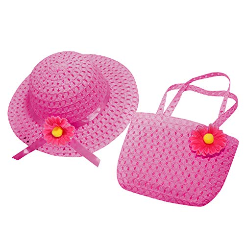 2 Pcs Girls Tea Party 𝐒traw Sun Hat and Purse Set Kids Party Gift Sunflower Flower Sun Hat 𝐒traw Purse Beach