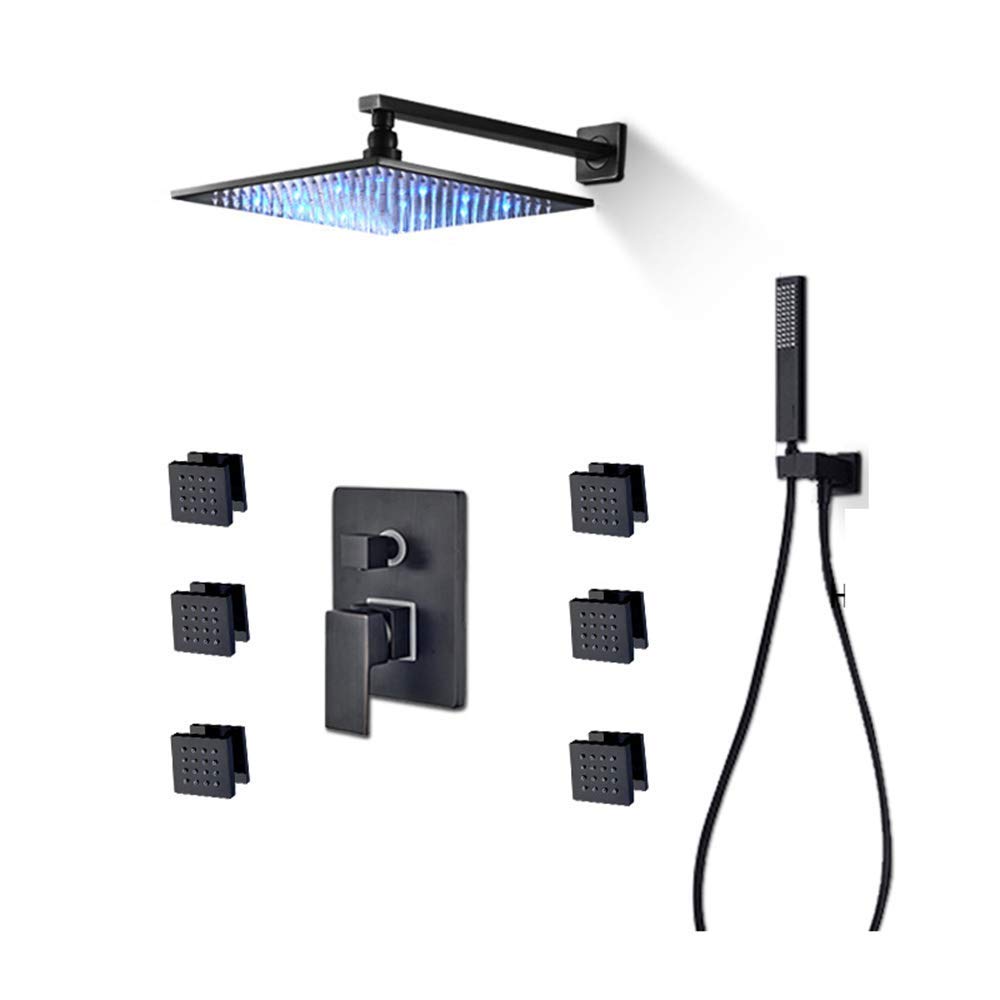 QUSYZD Led Rain Rain Mixer Shower Combo Set Wall Mounted Bathroom Shower Faucet Set with Shower Head, Handheld Shower,10 Inches,8 Inches,10 Inches