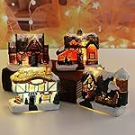 ikasus Christmas Winter Village Houses with Lights,Lighting Up Christmas Resin House, Christmas Scene Village Houses Christmas Collectible Buildings,ChristmasTabletop Ornamnets Home Decor - Image 5