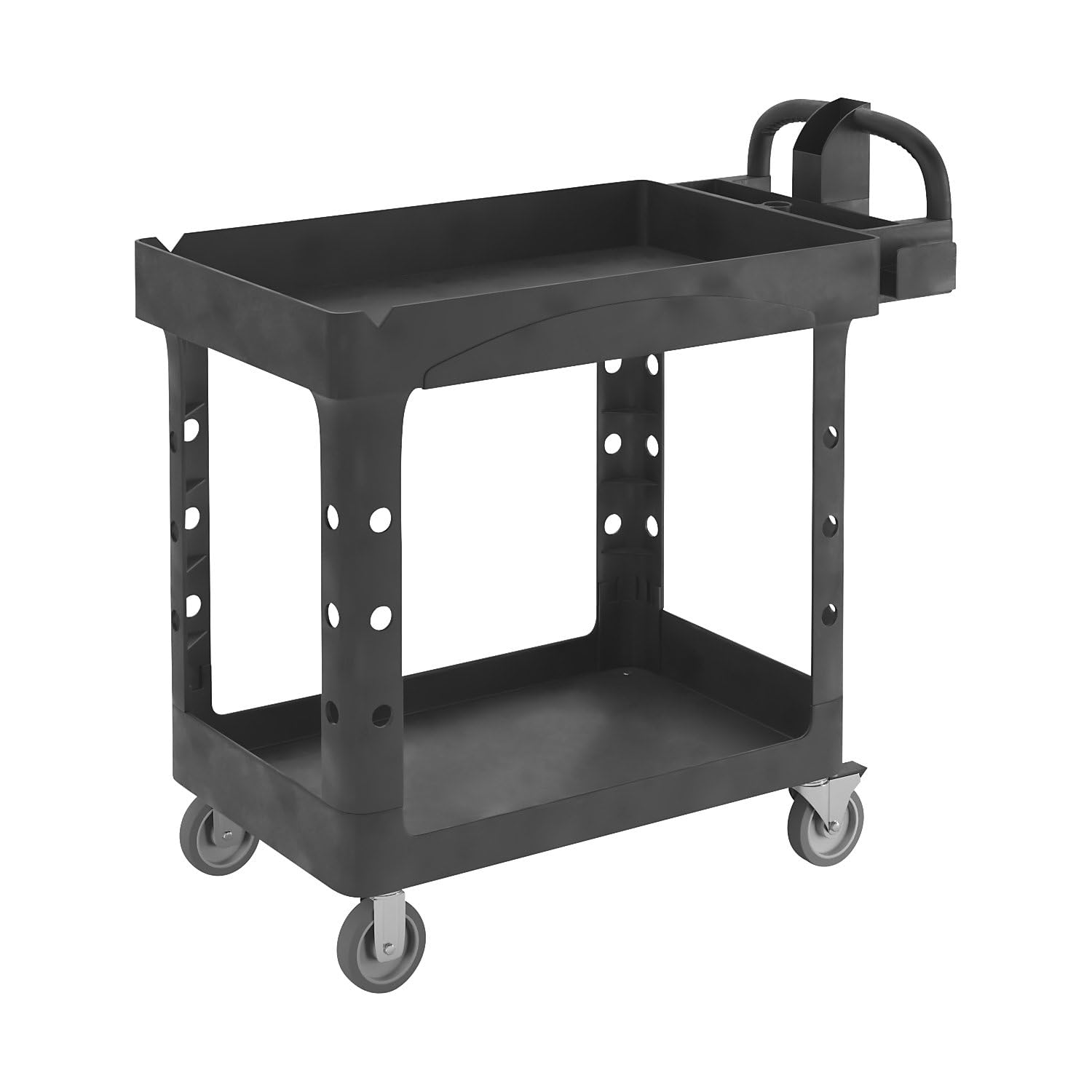Rubbermaid Commercial Products FG450058 - Carro de trabajo con estantes con bordes S, capacidad de 226 kg, negro