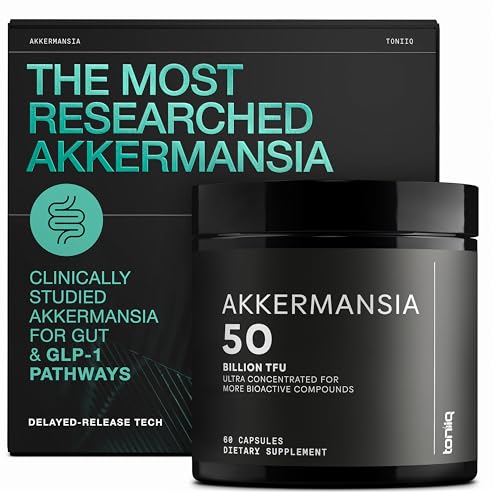 Toniiq Akkermansia Probiotic 50 Billion TFU Supports Gut Health & GLP-1 Activity