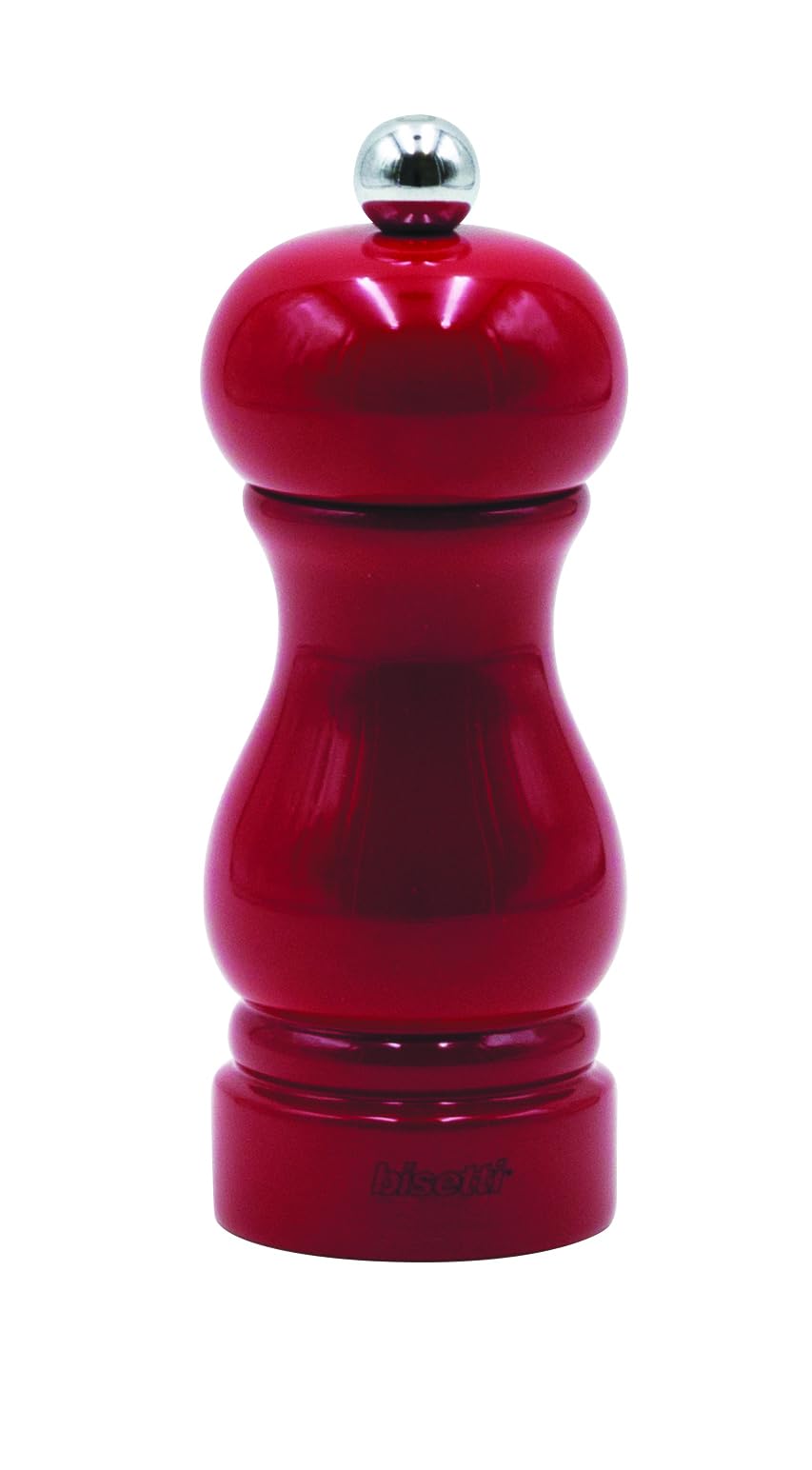 Moulin à sel Bisetti noir en hêtre laqué 13 cm pour poivre et épices de cuisine