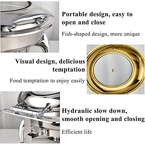 6L Chafer Chafing Dish Für Hochzeiten, Bankette, Partys, Sichtbares Buffetwärmer-Set Aus Edelstahl, Inkl. Essenspfanne, Wasserpfanne, Brennstoffhalter (Color : Silver) – Bild 6