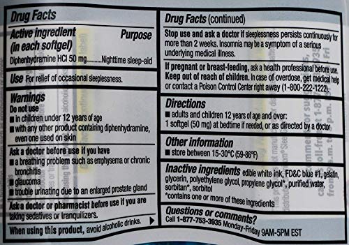 Member's Mark Maximum Strength Nighttime Sleep Aid, Diphenhydramine HCI 50 mg ( Multi pack of 384 softgels)