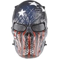 Cagoule tactique squelette – Masque intégral pour airsoft, paintball, chasse, CS CQB, tir militaire, équipement pour cosplay, Halloween (blanc/CP