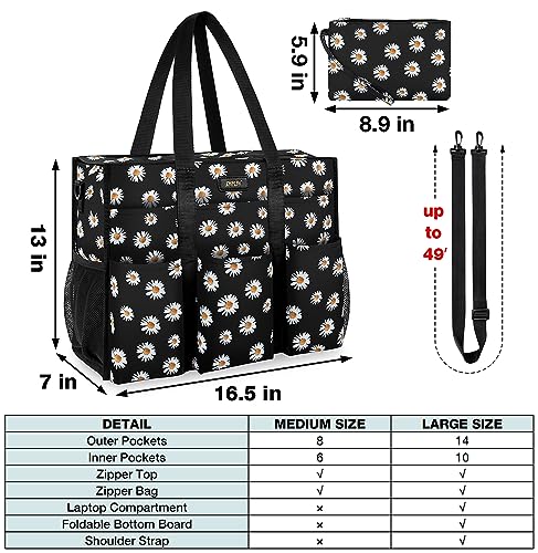 Image of IBFUN Utility Tote Bag with 14 /24 Pockets Zip Top Teacher Tote Bag for Teacher /Work Women