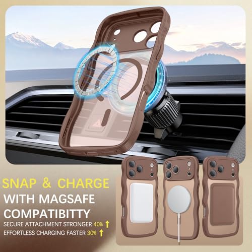 BENTOBEN Magnetic for iPhone 17 Pro Case, Cute Wavy Full Camera Protection [Compatible with MagSafe] Matte Anti-Slip Bumper Women Girls Boys Protective Cover for 17 Pro 6.3", Desert Titanium by BENTOBEN - Used condition - Image 2