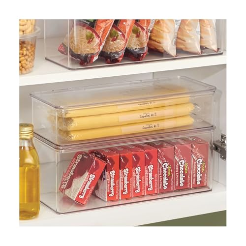 Boîte de rangement empilables iDesign bac plastique transparent avec couvercle