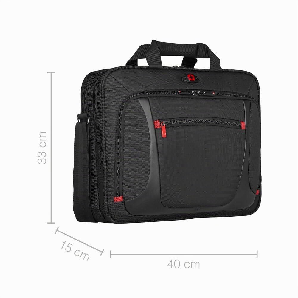 WENGER Sensor Aktentasche, Laptop-Tasche zum Umhängen, Notebook bis 15 Zoll, 9 l, Damen Herren, Büro Business Uni Schule, Schwarz/Grau, 600643