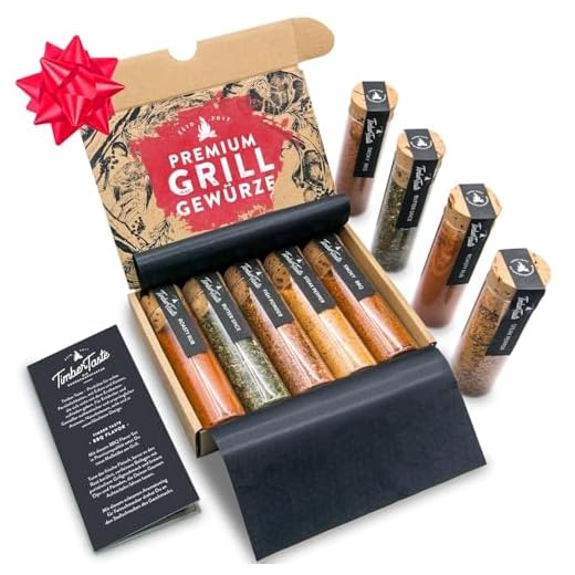 Tic Tac Lilliput 60er 228g 6 BBQ Grill Gewürze Geschenkset Männer I 5 erlesene Grillgewürze inkl. Rezepte, perfektes Grill Geschenk für Männer, Grill Geschenke für Männer, Geschenke für Frauen