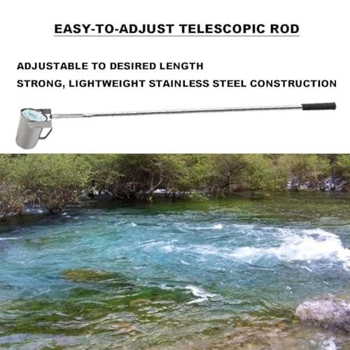 Muestra de agua ajustable de 500 ml/1000 ml, varilla de acero inoxidable y cucharón de plástico para una fácil recogida de muestras, mango telescópico de 1,23 a 5 m