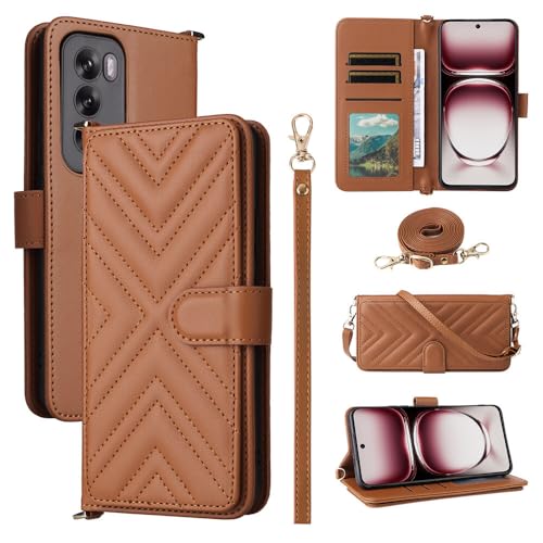 Étui en cuir Oppo Reno 10 5G marron premium à rabat