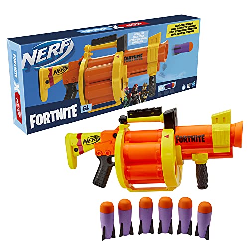 Image of NERF Fortnite GL Rocket-Firing Blaster, 6-Rocket Drum, Pump-to-Fire, 6 Rockets, for Youth, Teen, Adult, Multicolor