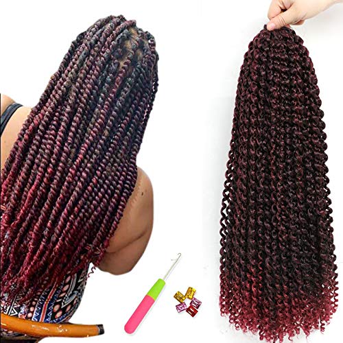 Passion Twist Hair 18 Inch Burgundy Red Water Wave Crochet Hair 6 packs/lot Bohemian Braiding Hair for Making Pre Twiste