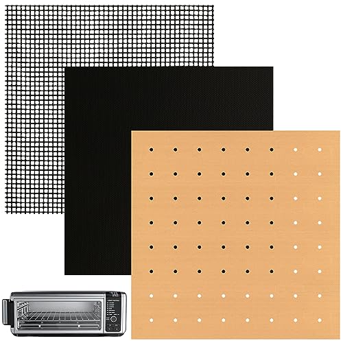 Image of WMKGG 12 inch Square Air Fryer Liners Set, 3 Pack Toaster Oven Mat | Reusable Non-stick Compatible with Ninja Foodi Flip SP101 /SP201 /SP301 /SP351, Cuisinart Toaster Oven, Microwave