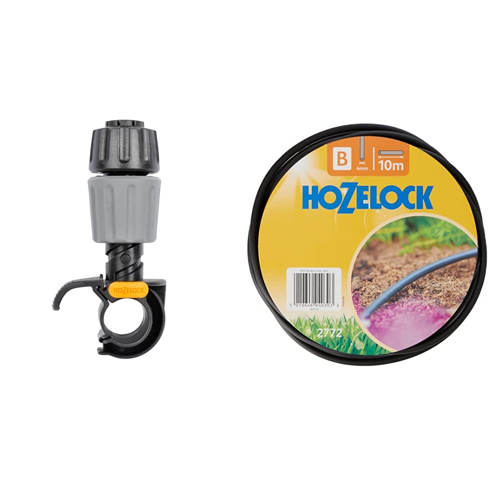 Hozelock HZ70110000 Easy Drip Universal Dripper, Pack of 10 & Hozelock 2772P0000 Micro Tube 4mm - 10m, Multi-colour