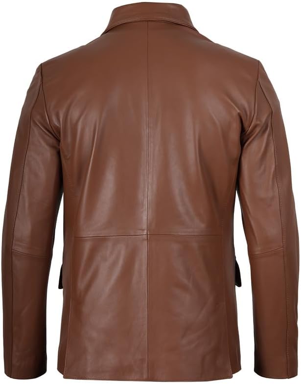 Decrum Real Leather Blazer for Men - Casual Fashion Mens Leather Coat - Image 5