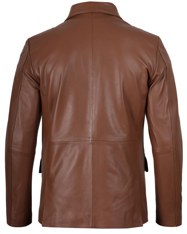 Image of Decrum Mens Leather Blazer - Real Lambskin Stylish Casual Leather Blazer Jackets for Men