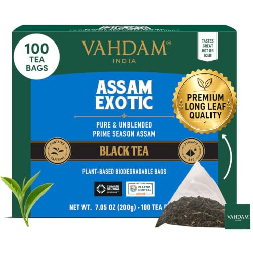 VAHDAM Assam Black Tea Bags(100 Count) Assam Exotic Tea in Pyramid Tea Bags