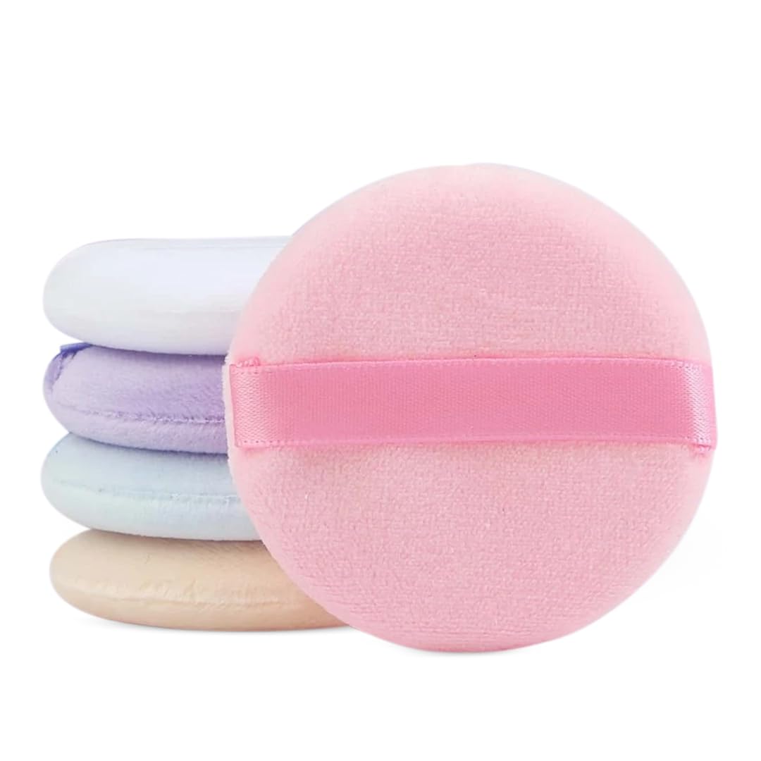 Gleva 5Pcs Washable Makeup Powder Puff, Soft Face Makeup Sponge, Loose powder Foundation Blending Sponges Set, Beauty Blender, Round Shape Reusable Cosmetic Powder Puff Wet & Dry Tool (Multicolor)