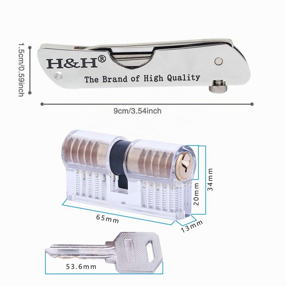 Loboo Idea Kit de crochetage 7 en 1 avec serrure d'entraînement transparente 2 en 1 E-guides en bonus pour serruriers débutants et professionnels (KABA Lock, Blanc)