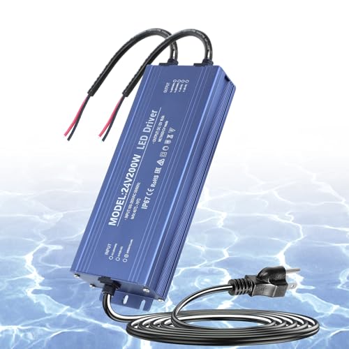 Image of 24V 200W LED Power Supply Waterproof IP67 Ultra Slim LED Driver 110V AC to 24V DC 8.3A 200 Watt Quiet Low Volt Converter LEDs Transformer Constant Voltage for LEDs Strip, Indoor & Outdoor