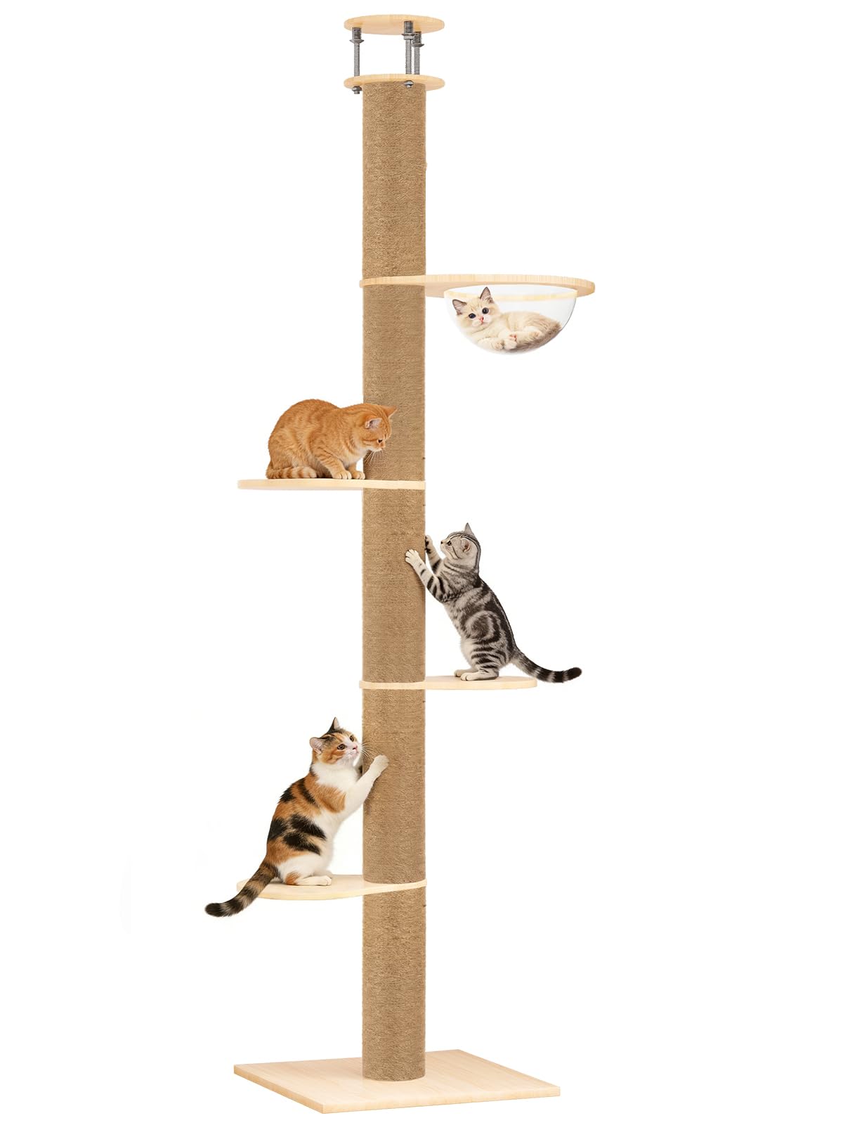 Amazon | 「無垢材」 U-YocanPet キャットタワー 突っ張り スリム 木製