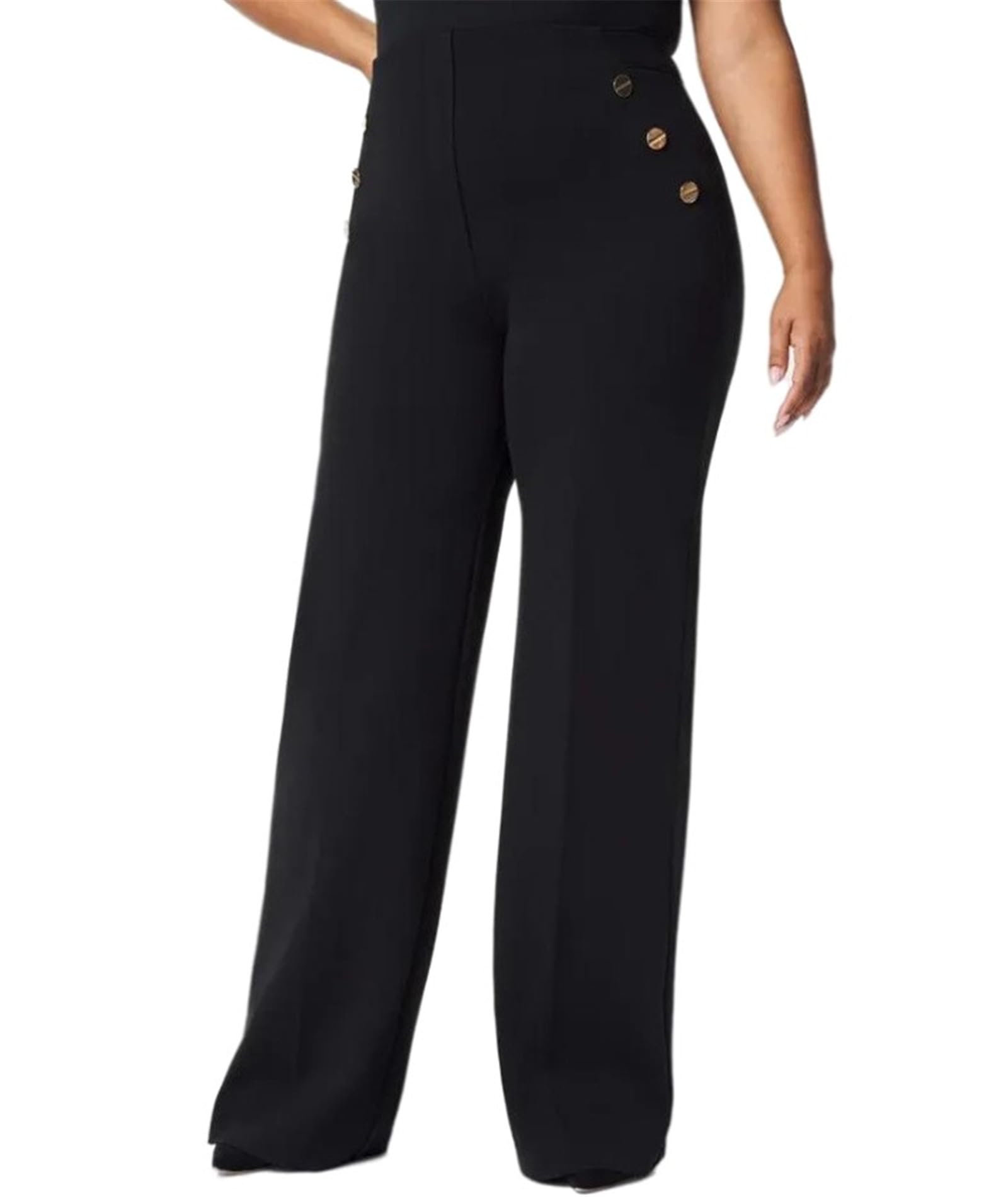 Tummy Control Button Wide Leg Pant for Women Stretchy Dress Pants for Women Wide Leg Trousers Women