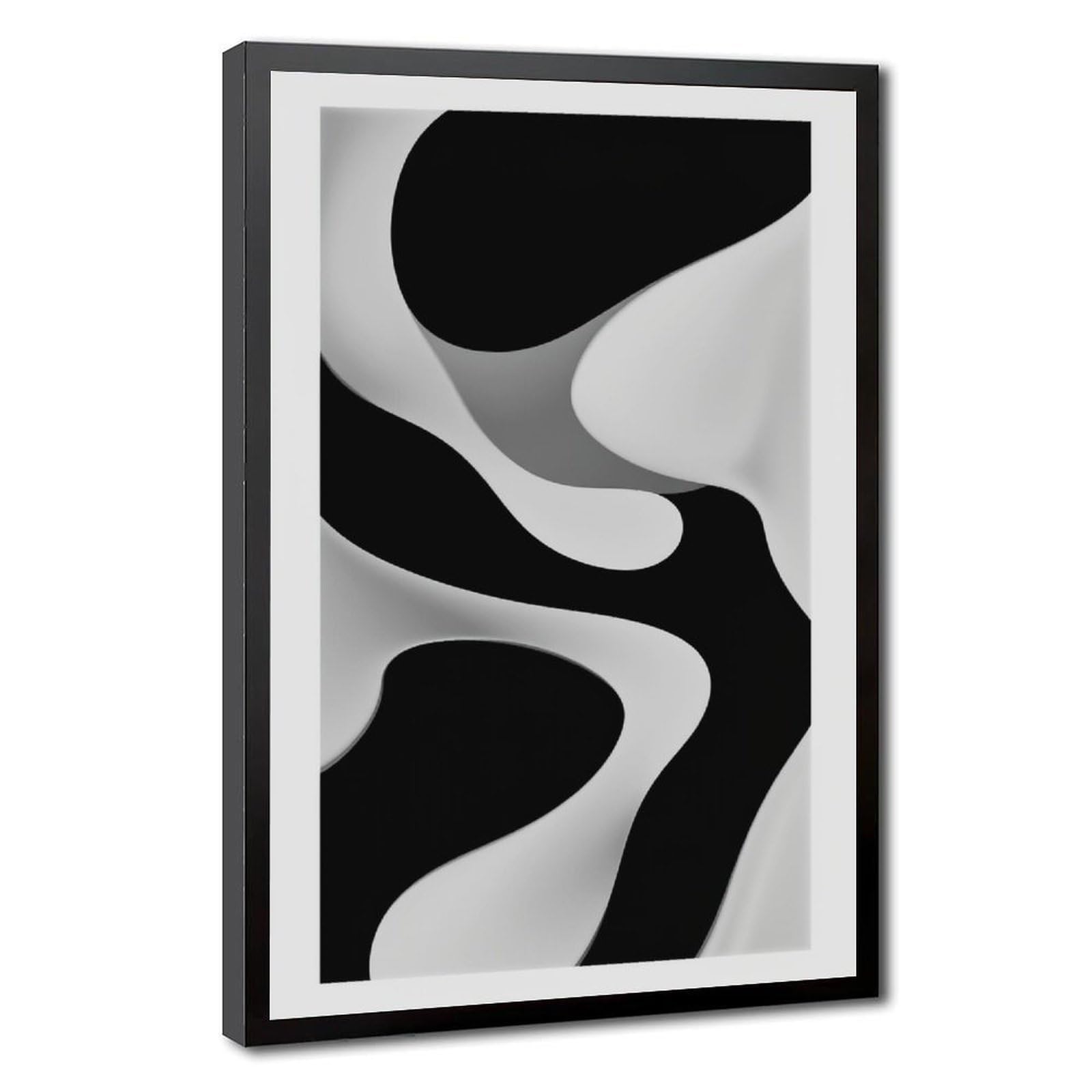 Zguols Black & Grey Abstract And Minimalist Poster Canvas Poster Bedroom Decor Sports Landscape Office Room Decor Gift Black Frame 16" L X 24" W