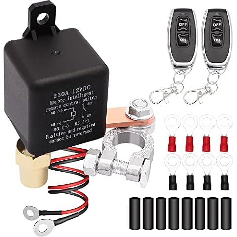 Remote Battery Disconnect Switch Upgraded Wireless Remote Control Kill Switch for Car Truck DC12V 250A Cover