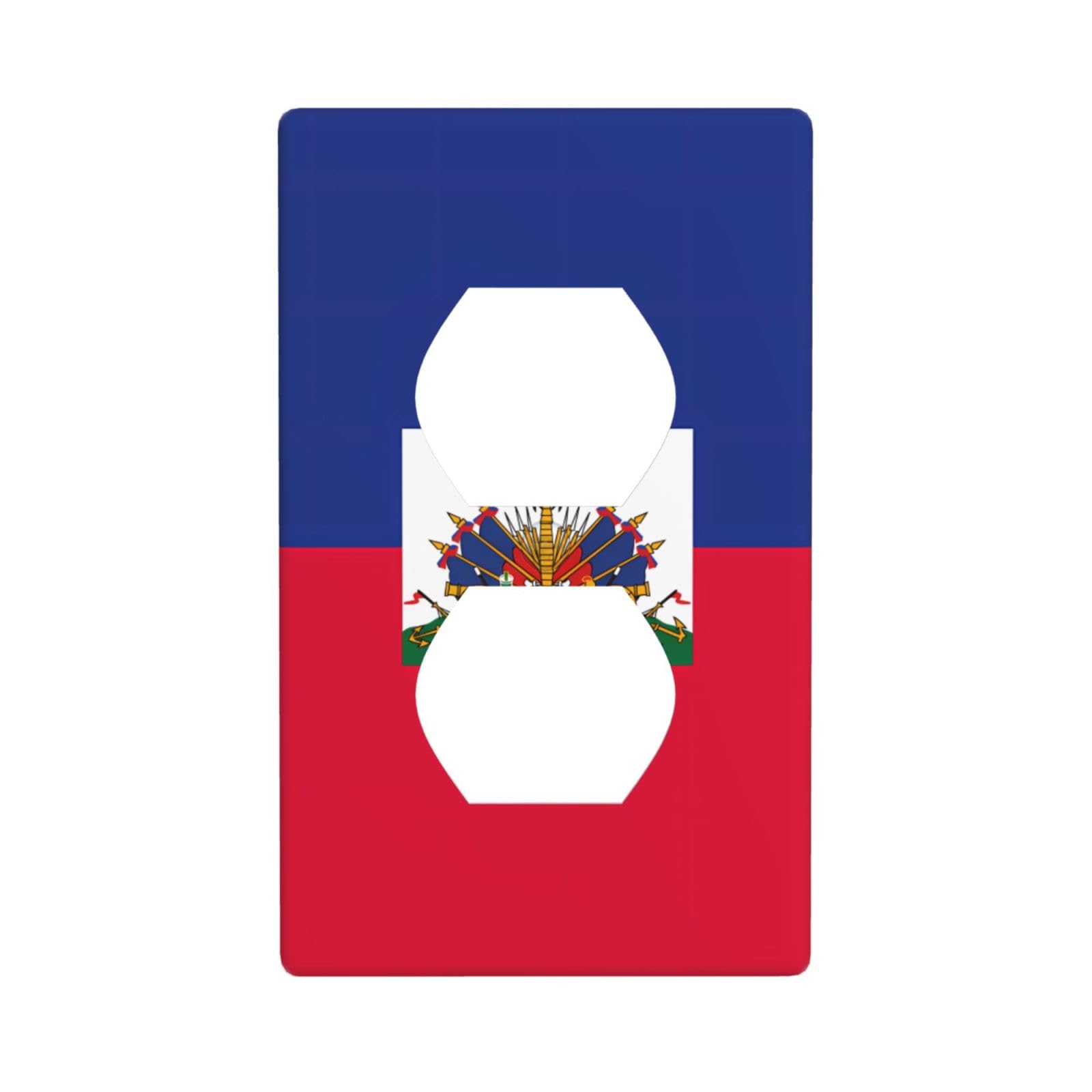 Haitian Flag Decorative Switch Plate Cover-Unbreakable Polycarbonate Wall Plate for Home Office, 1 Gang with Screws