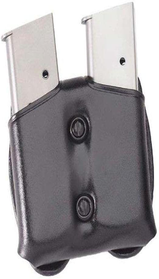 GalcoCDM Cop Double Mag Case for 9mm, .40, .357 Sig Staggered Polymer Magazines and S&W M&P 9mm, .40 Metal Magazines (Black, Ambi)