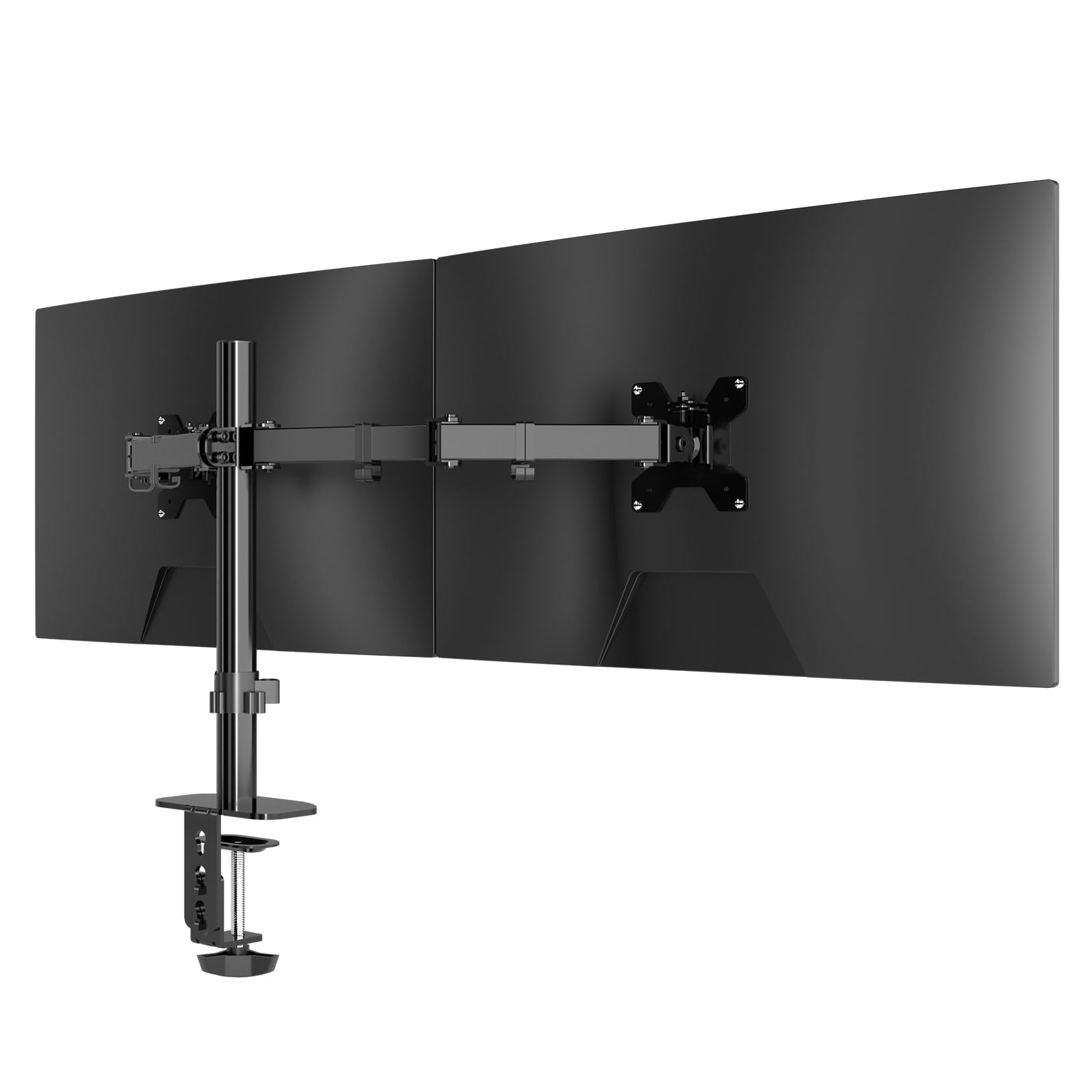 Pholiten Supporto Doppio Monitor per Schermo LED LCD da 13 a 27 Pollici,Rotazione a 360°,Dimensioni VESA 75/100, capacità di Peso Fino a 10 kg(Nero)