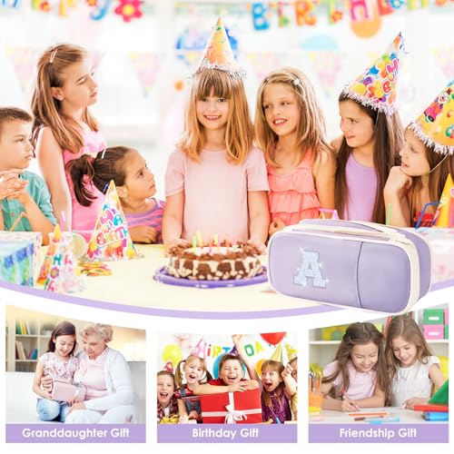 Image of Janhavi Initial Large Capacity Premium Oxford Cute Aesthetic Pencil Case Pouch Bag Special School Supplies Colored Stationery Organizer Gifts for Girls, Women, Adults