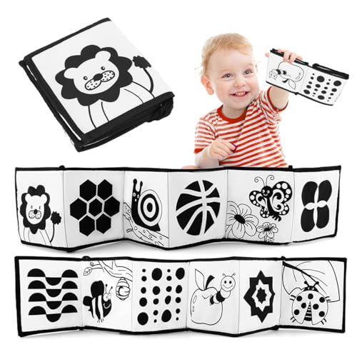 Image of SNOWIE Soft High Contrast Black White Cloth Book Crinkle Sensory Tummy Time