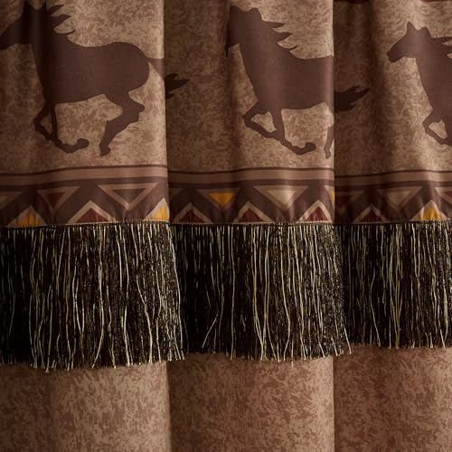 Image of Chezmoi Collection Sedona Polyester Blend 4-Piece Southwestern Wild Horses Window Curtain Set (Brown)