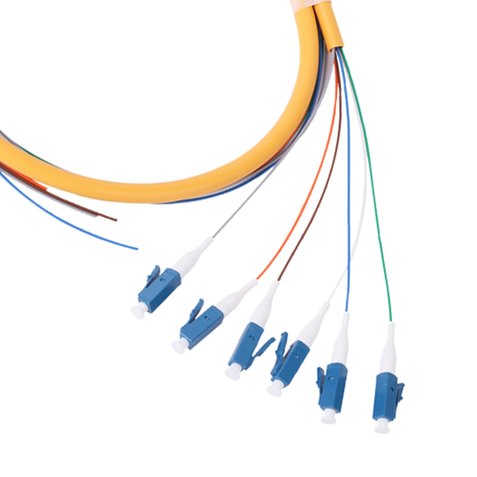 6-strängiges LC/UPC Glasfaser-Pigtail 1,2 m LC OS2 Singlemode Glasfaser-Pigtail für Netzwerk-Kommunikationssystem, 4 Packungen
