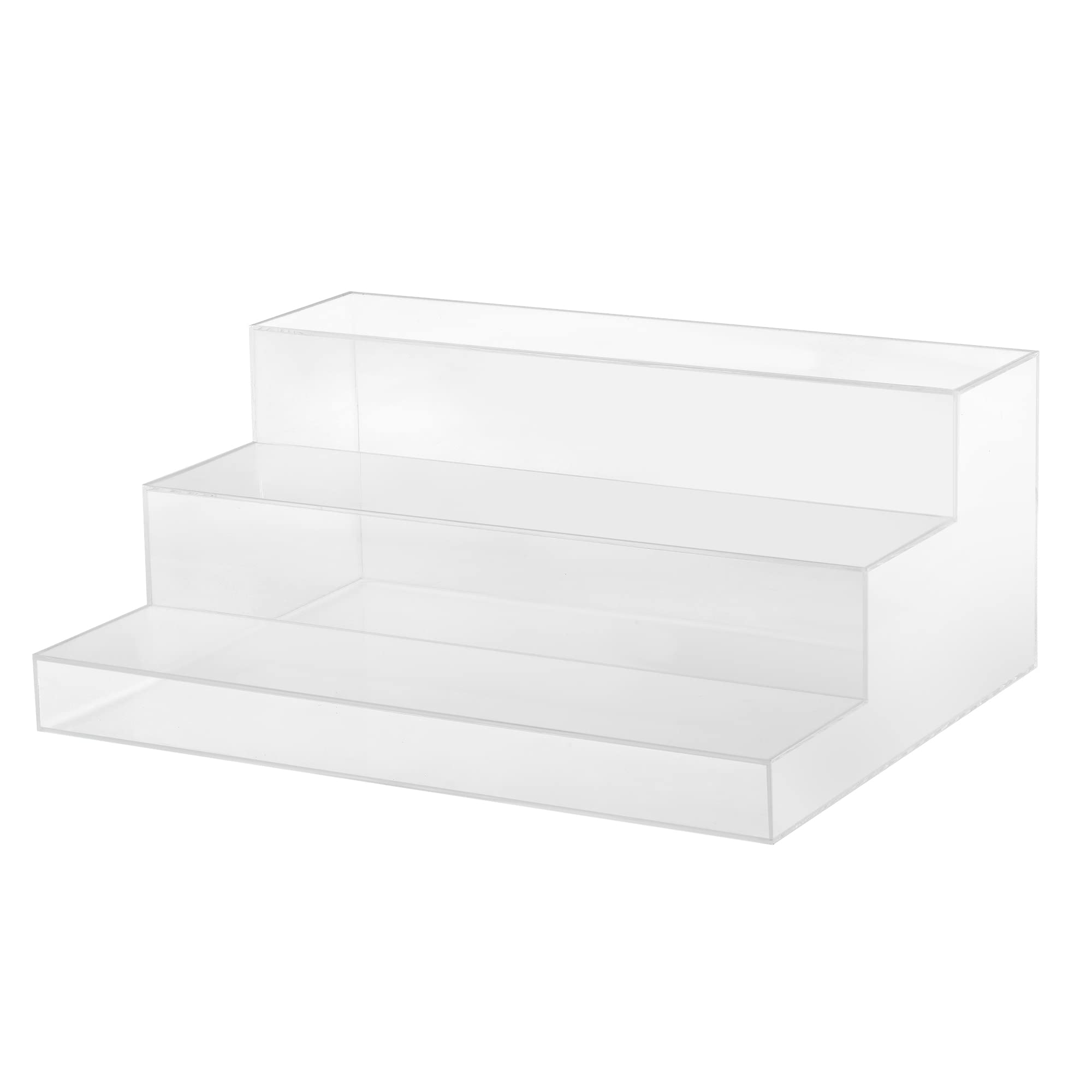 CiaoHER Large Acrylic Wine Liquor Bottle Rack 3 Tier Clear Countertop Riser Display for Bar Coffee Leisure Station Retail Store Shop Grocery