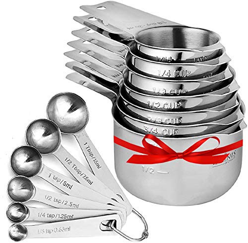 Image of Laxinis World Stainless Steel Measuring Cups and Spoons Set, 13-Piece