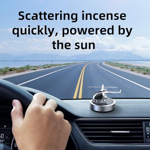 Image of Car Diffuser Quiet & Stylish Helicopter Solar Dashboard Decor Auto-Rotating Air Purifier for Men & Military Enthusiasts Enhance Driving Experience (White)