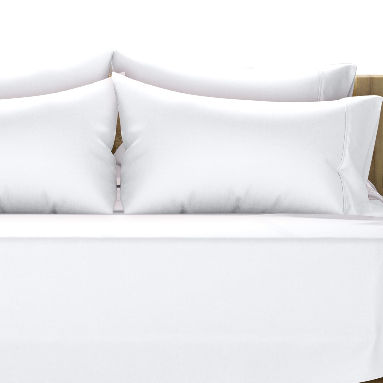 Pure King Size Cotton Bed Sheets Set (King, 1000 Thread Count) White Sheets and Pillow Cases (6 Piece)– Cotton Sheets King Size Bed- Sateen Weave Sheets- 16” King Deep Pocket Sheets