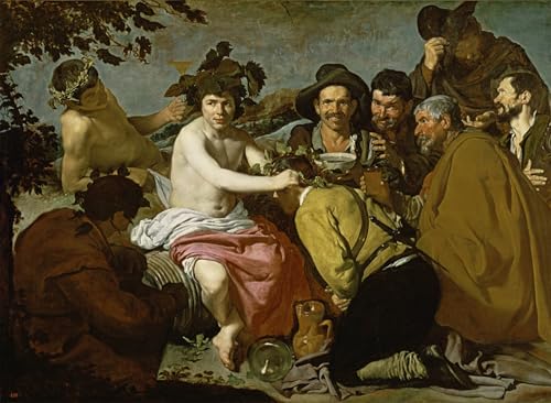 Pintura Murales Baco de Velázquez Lienzo Decorativo Cuadro Salón Casa 60x90cm