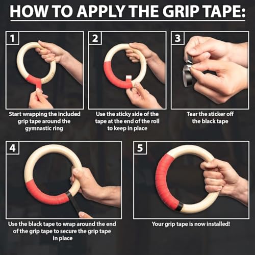 Image of Birch Wood Gymnastic Rings with Heavy Duty Adjustable Strap Capacity with 14.5ft Adjustable Buckle Straps for Cross Fitness Functional Training for Home Gym Full Body Workout