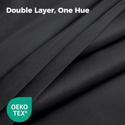 Image of 100% Blackout Curtains for Bedroom, Double Layer Black Curtains, Black Out Curtain 90 inch Long with Sheer Overlay for Living Room, Room Darkening Window Drapes with Grommet, 52 inch W x 90 inch L