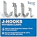 ICC Beam Clamp J Hook 2” with Retainer Clip - Galvanized Steel Cable Management Hooks for Hanging Cable to Beams - Rust-Resistant, EIA and TIA Compliant - 2 Inch 25 Pack