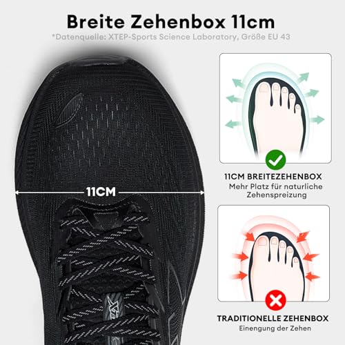 Chaussures de course homme extra larges XTEP pour jogging confortable noir