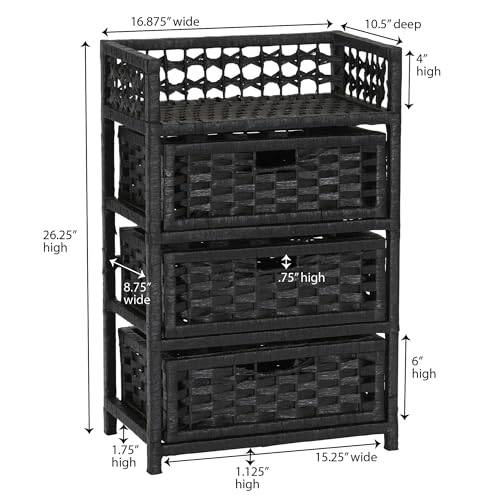 Household Essentials Woven 3 Drawer Chest with Cutout Handles by Household Essentials - Image 3