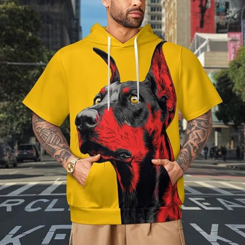 Animal Graphic Men's Short Sleeve Hoodie Sport Casual Sweatshirt Pullover Hooded T-Shirts with Pocket2