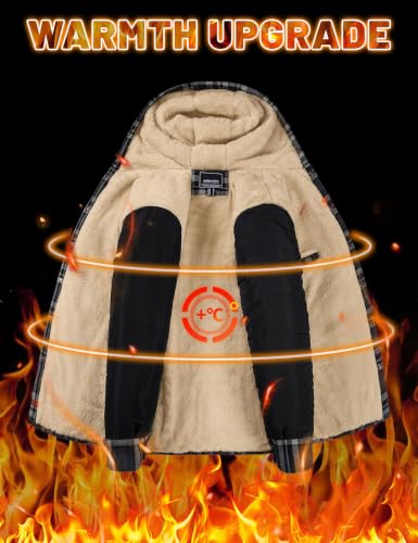 Image of MAGNIVIT Men's Flannel Jacket Plaid Fleece Button Hoodie Jackets Shirt | pure cutton,5 pocket,adjustable drawstring hood,casual,work,outdoor